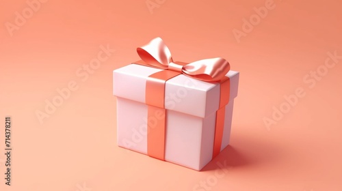 Fototapeta Naklejka Na Ścianę i Meble -  Blank open pink gift box or present box with white rib Ai Generative