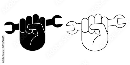 hand holding wrench repair icon