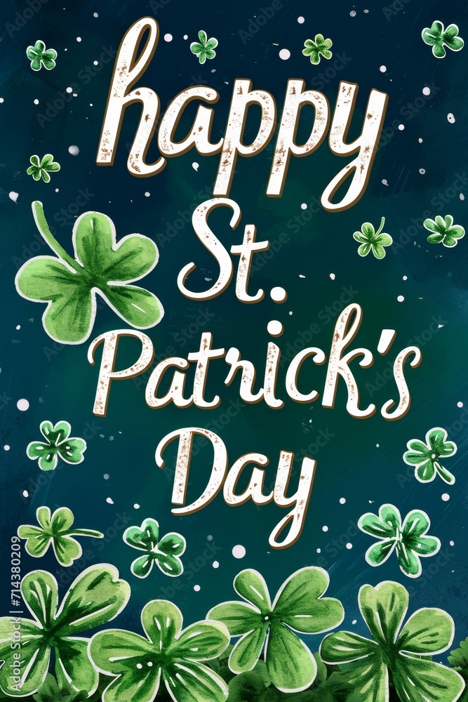St. Patricks Day Card With Shamrocks, Festive Greeting for the Irish Holiday
