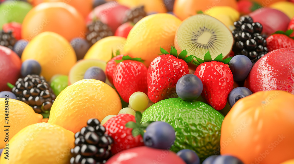 Bright and colorful variety of fresh fruits with a soft sunlight and bokeh effect enhancing their freshness and appeal.
Bright and colorful variety of fresh fruits with a soft sunlight and bokeh effect enhancing their freshness and appeal.