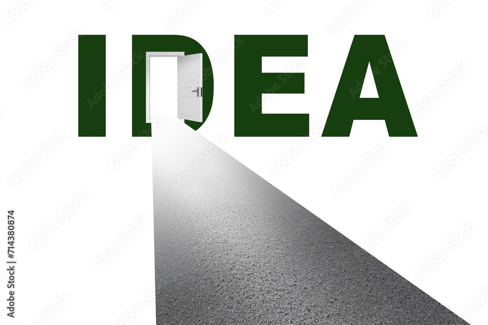 Fototapeta premium Idea concept with road leading to open door