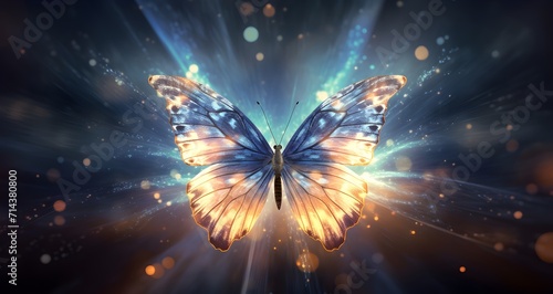 Beautiful transparent ethereal  butterfly - a metaphor for passing over into the light at the end of life on this earth, ideal for a spiritual theme wall art canvas photo