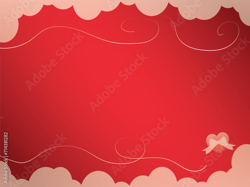 Hearts Red Love Valentine Card Frame Vector Illustration Day Pink Design Pattern Decoration Valentines Romance Symbol Floral Wedding Banner Border Holiday Flower Romantic on a Red Background