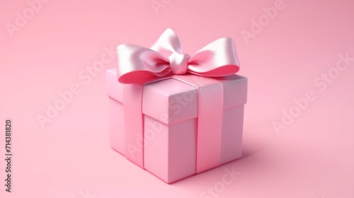 Blank sweet pink pastel color present box or open gift Ai Generative