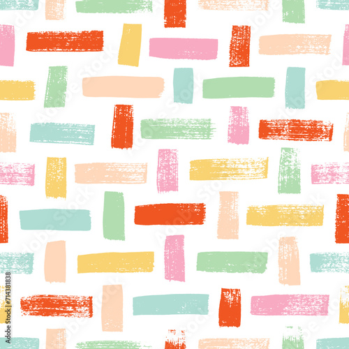 Hand drawn multi colored brick or textile seamless texture. Seamless pattern with weave motif.