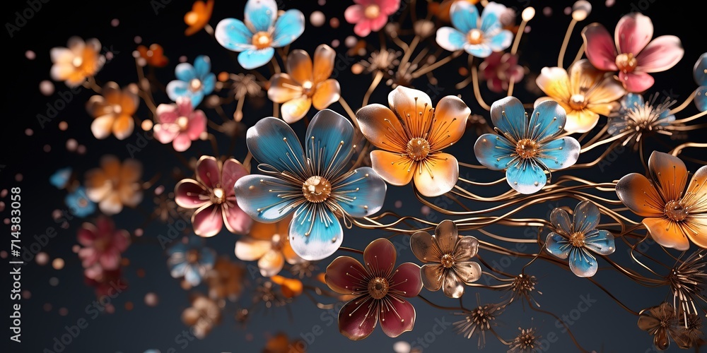 Metallic combination background with flowers Metallic combination background with flowers