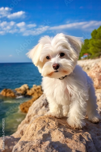 Sweet little maltese pet dog, Natural Landscape © CREATIVE STOCK