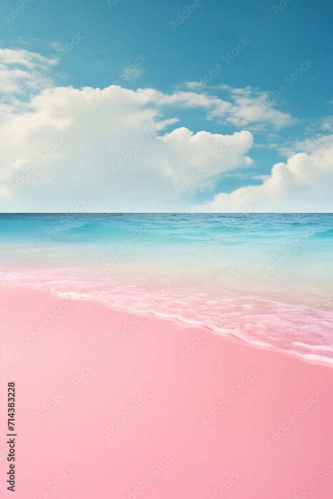 Obraz premium Tropical pink beach with ocean