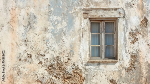  a window on the side of an old building with peeling paint and peeling paint on the outside of the window and the inside of the building with peeling paint on the outside.