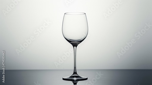  a wine glass sitting on a table in front of a white wall with a reflection of the wine glass on the table and the wine glass in the foreground.