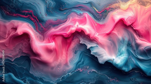 Vibrant and captivating abstract painting with a striking blend of pink and blue hues.