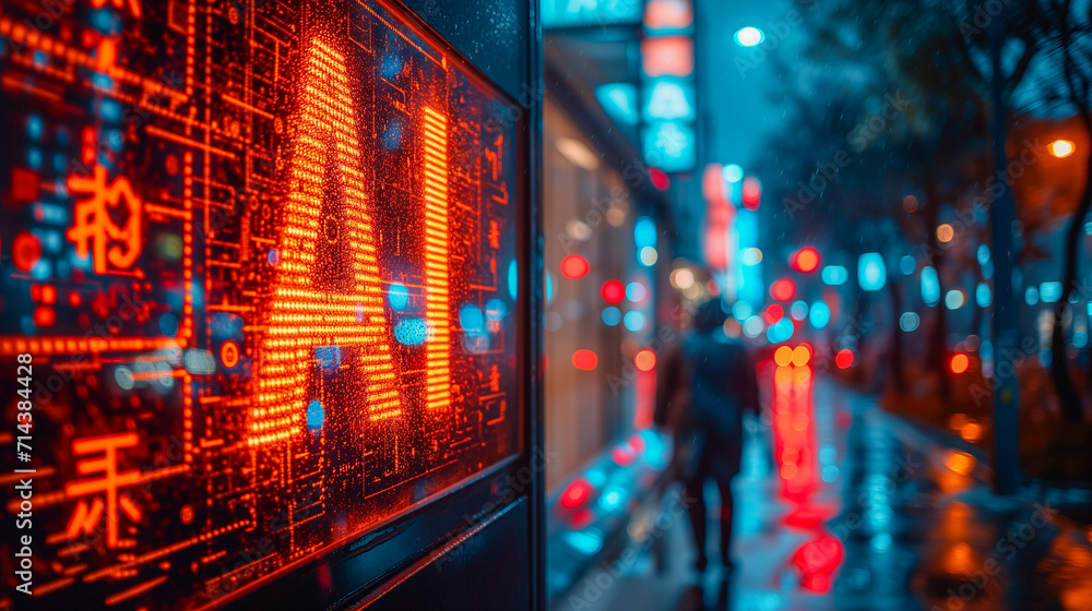 Obraz premium Lights of the AI Signal, AI generated