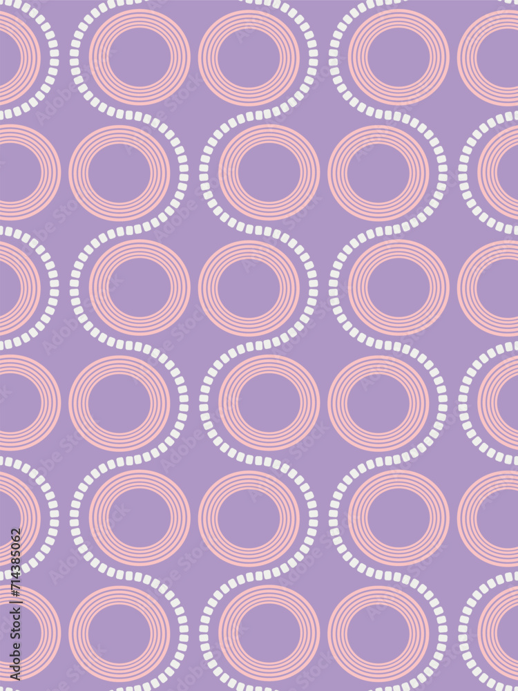 Abstract Retro Geometric Circles Wavy Dots Seamless Art Deco Pattern Vector Design