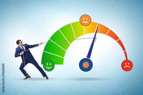 Satisfaction meter in customer opinion concept