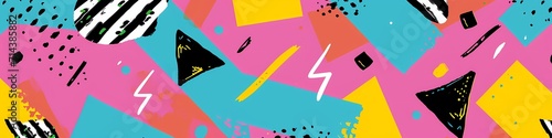 Retro 80s 90s abstract geometric pattern background - Generative ai