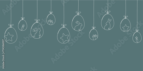 Easter egg and cute bunny line art style vector illustration good for easter celebration. EPS 10