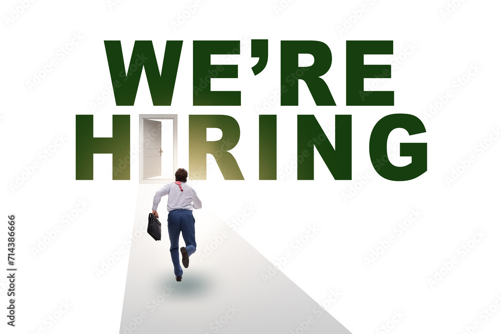 Employment concept with road leading to door Employment concept with road leading to door