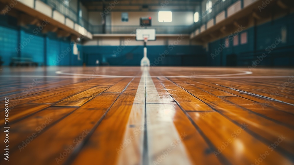 low angle indoor basketball court