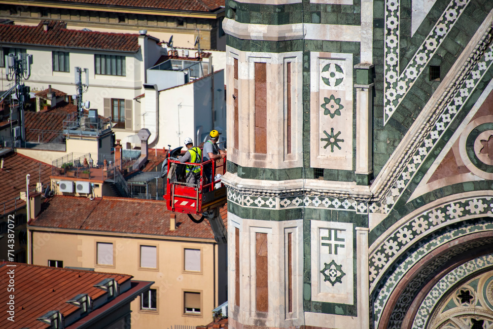 Maintenance on Giotto's Bell Tower - Florence - Italy