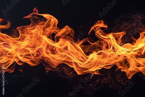 wavy fire on black background © KhaizanGraphic