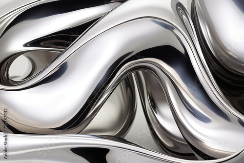 Abstract silver background pattern macro close-up of silver and silver metal surface with shiny reflections and harmonic shapes. elegant futuristic design graphics metallic waves © evgenia_lo