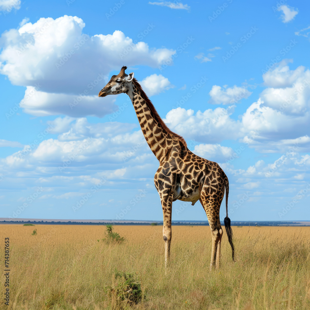 Graceful Giraffe Browsing in a Savanna - Sky High Perspectives Graceful Giraffe Browsing in a Savanna - Sky High Perspectives