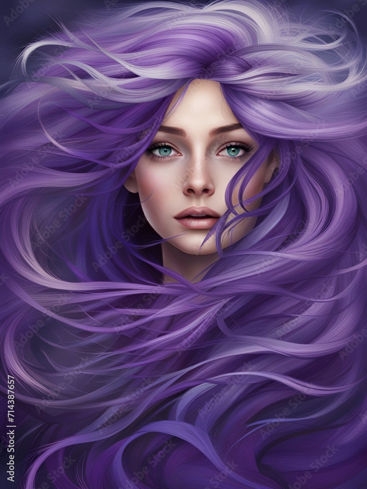beautiful girl in purple hair