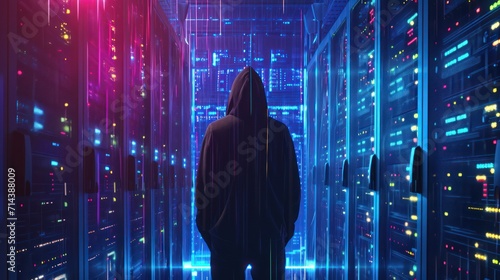 A hacker in the data room.