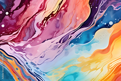 Closeup of abstract watercolor paint background texture with liquid fluid marbled paper texture banner texture. Generative AI            AI 