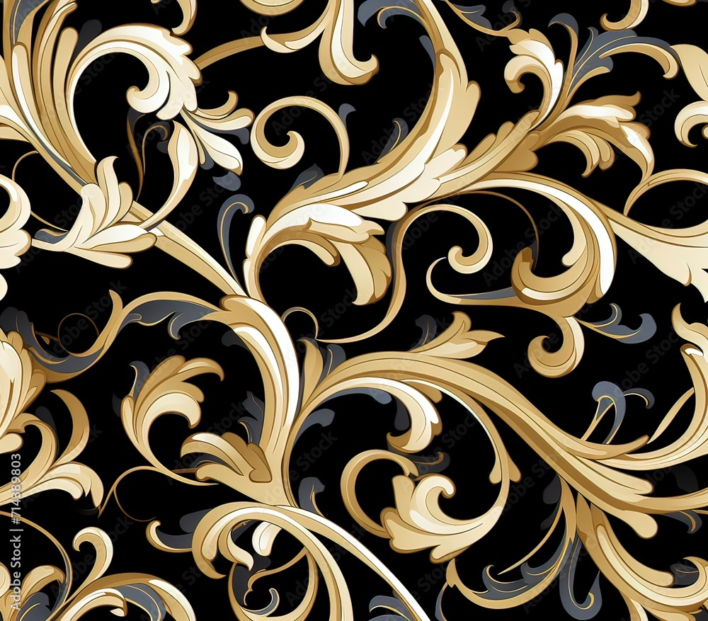 Fototapeta premium Scrollwork, Fabric Pattern, Seamless Pattern.
