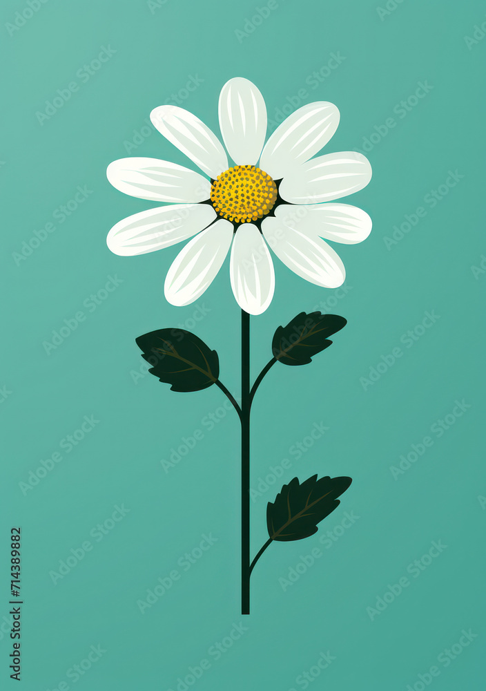 Colorful Graphic Retro Daisy: Tranquil Beauty in a Bright Summer Garden Colorful Graphic Retro Daisy: Tranquil Beauty in a Bright Summer Garden