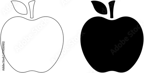 Apple icon outline and silhouette vector illustration © Joe