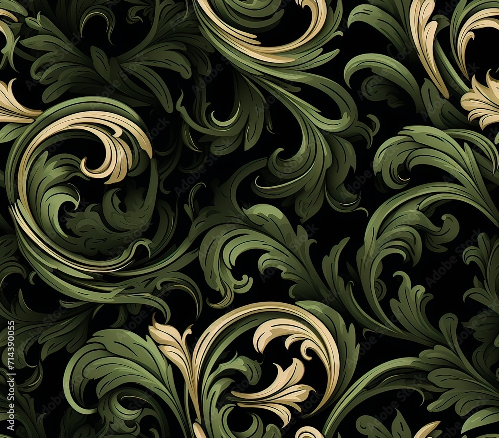 Scrollwork, Fabric Pattern, Seamless Pattern. Scrollwork, Fabric Pattern, Seamless Pattern.