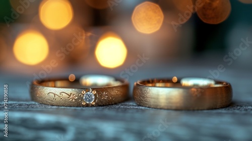 A pair of wedding rings in a beautiful setting. 
