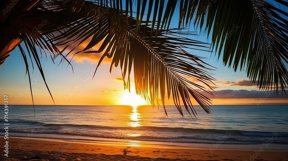 sunset on the beach.sunset landscape,beach view with coconut trees,