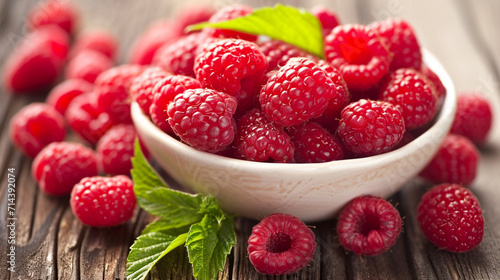 raspberries arranged together representing concept of healthy diet. Ai Generative