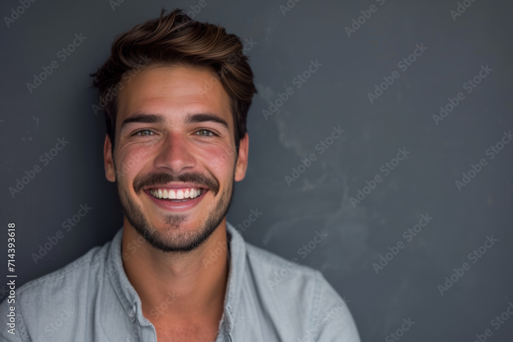 A man with a beard is smiling for the camera A man with a beard is smiling for the camera