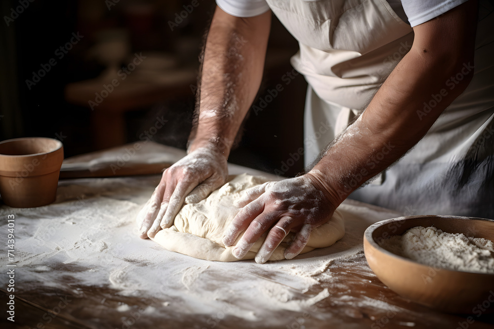 baker kneading dough created with Generative AI