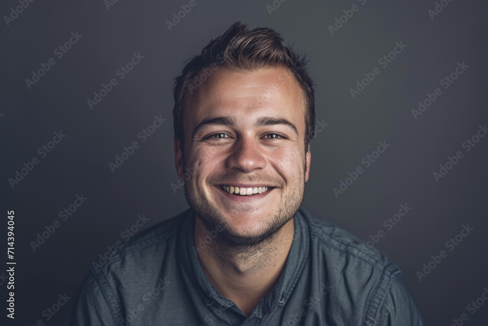 A man with a beard is smiling for the camera A man with a beard is smiling for the camera