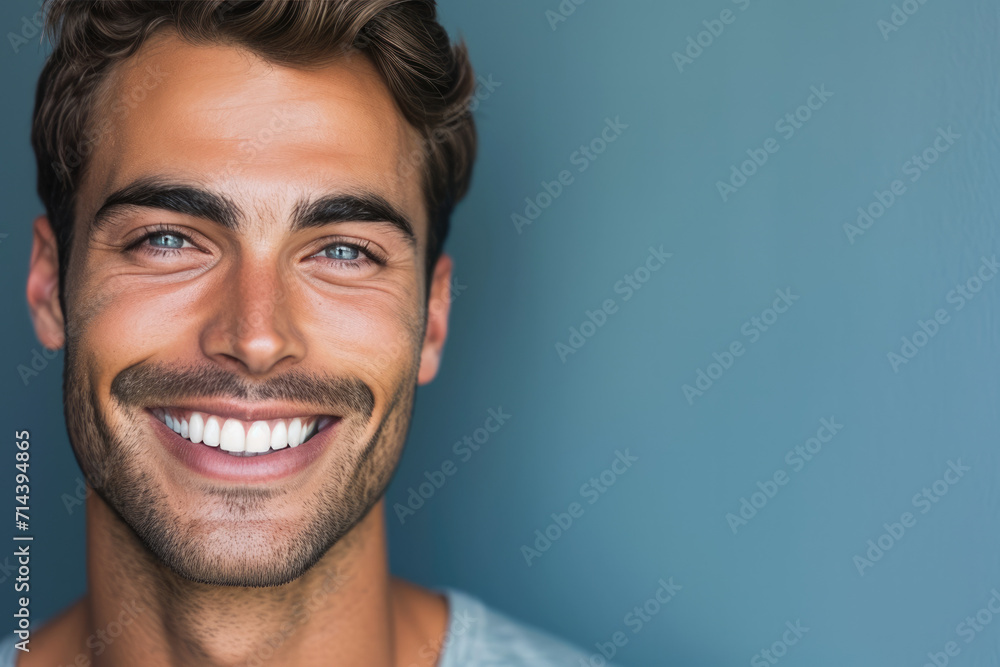 A man with a beard is smiling for the camera A man with a beard is smiling for the camera