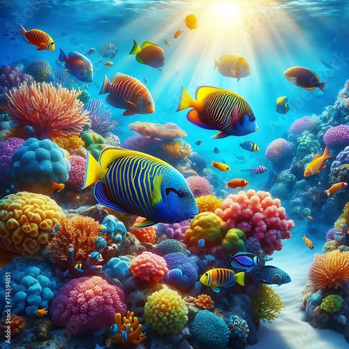 coral reef and fish generared ia