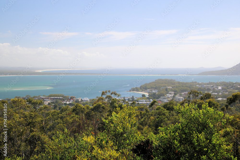 View From Gan Gan Lookout, Port Stephens New South Wales, Australia. Looking Towards the Tomaree and Yacaaba Headlands View From Gan Gan Lookout, Port Stephens New South Wales, Australia. Looking Towards the Tomaree and Yacaaba Headlands