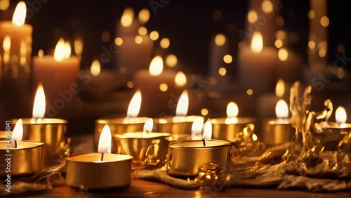 Wallpaper Mural Numerous tea light candles lined up, casting a warm glow.
 Torontodigital.ca