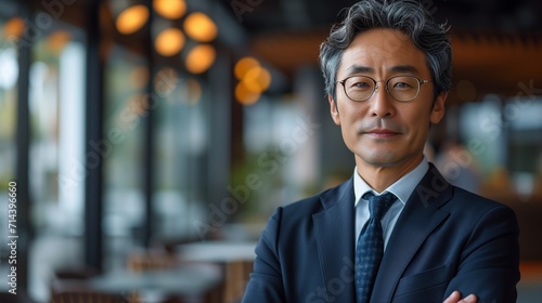 Photographie Senior Mature Asian businessman in formal wear portrait of confident businessman