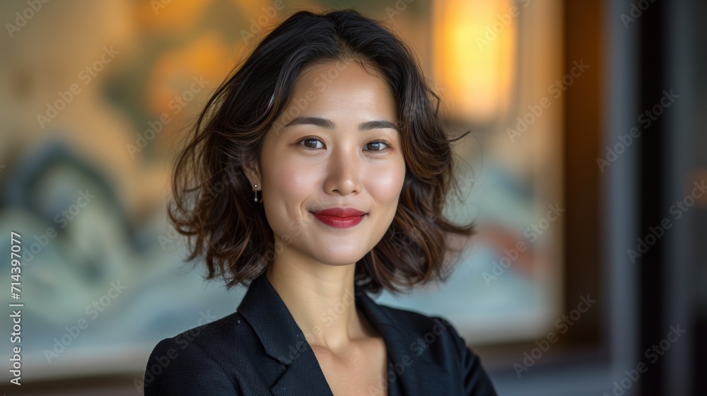 Young Asian businesswoman in formal wear portrait of confident business woman in office professional business attire, emphasizing confidence and success Young Asian businesswoman in formal wear portrait of confident business woman in office professional business attire, emphasizing confidence and success