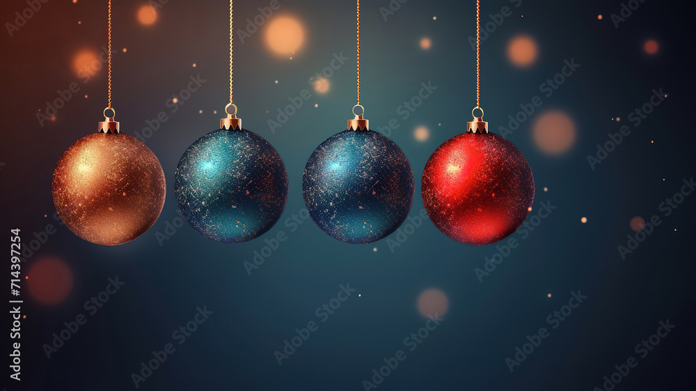 Christmas decorated balls hanging on a ribbon, Merry Christmas and Happy new year,Festive background Christmas decorated balls hanging on a ribbon, Merry Christmas and Happy new year,Festive background