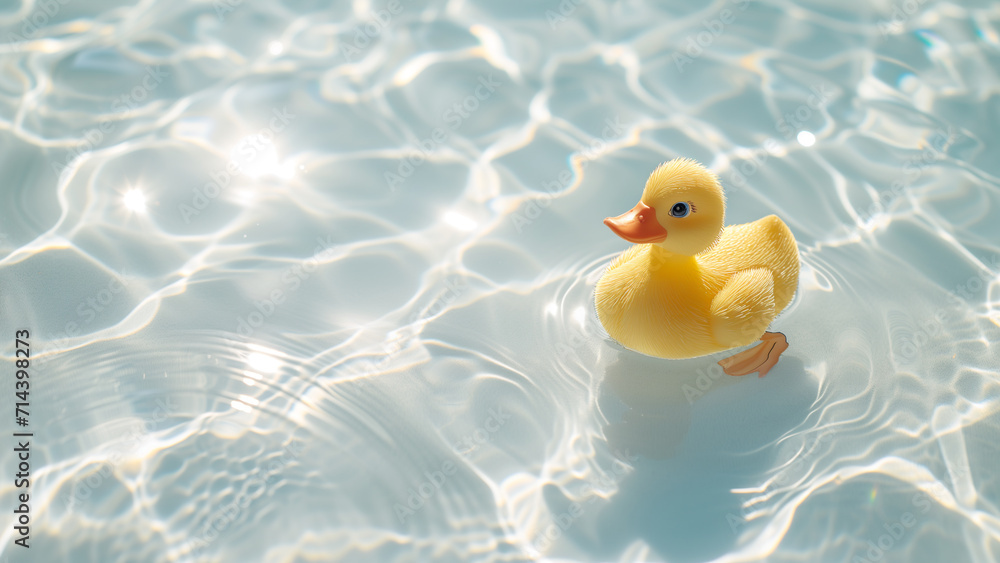 A Duck Toy Floating in Crystal Clear Water A Duck Toy Floating in Crystal Clear Water