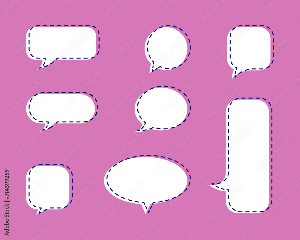 White Flat Vector Speech Bubble Set, Clean and Modern Design White Flat Vector Speech Bubble Set, Clean and Modern Design