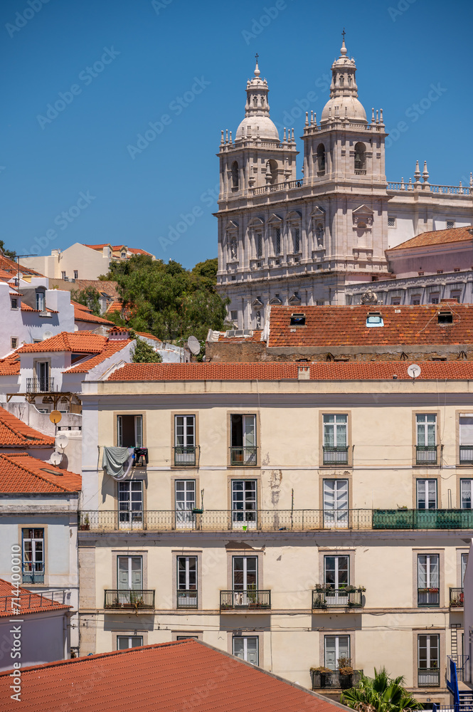 Beautiful views from  Portas do Sol Viewpoint in Lisbon's old city.