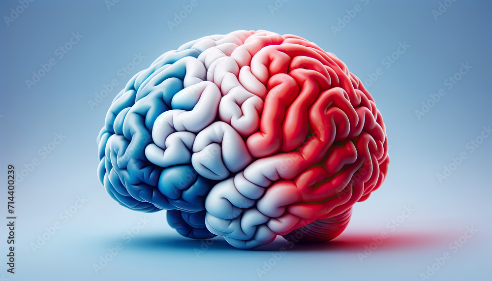 Close-up of a red white and blue brian concept of american intellect and ingenuity